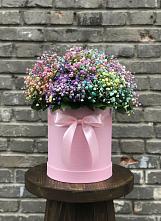 Цветочная композиция из Гипсофила и Розы в шляпной коробке #REPLACE_PRED# Некрасовке Хабаровский край