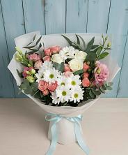 Букет цветов из:  Розы, Лизиантусы и Хризантемы в Некрасовке Хабаровский край