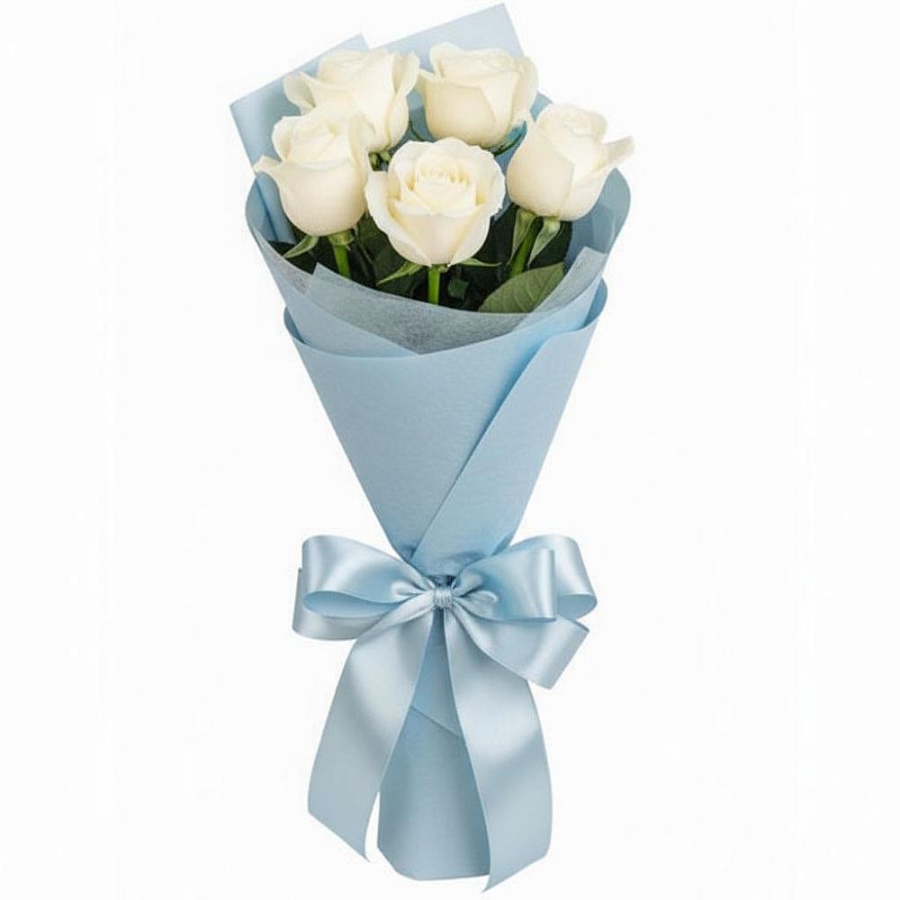 Букет 5 Белых роз Проуд в Некрасовке Хабаровский край