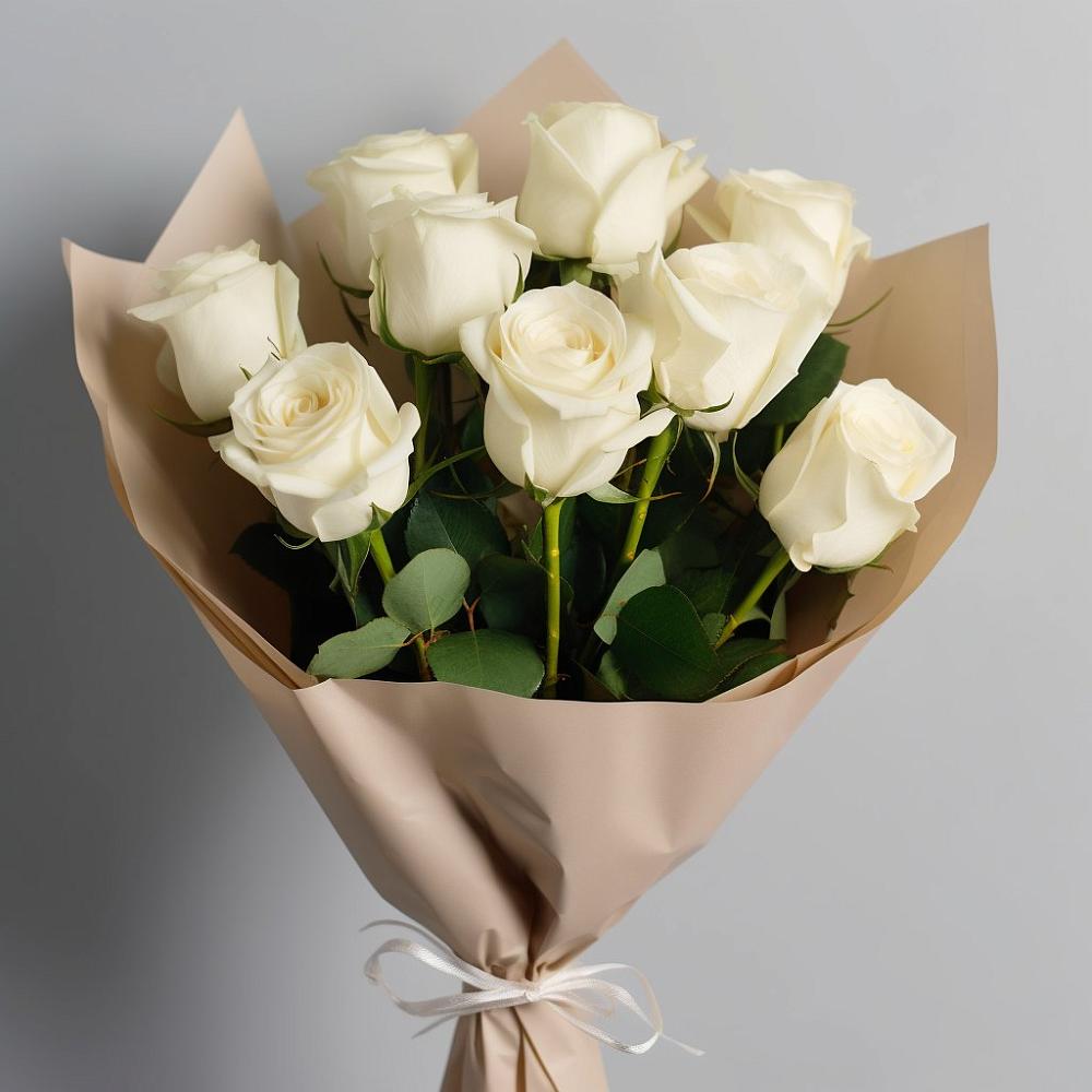 Букет 9 Белых роз Эдлесс Лав в Некрасовке Хабаровский край