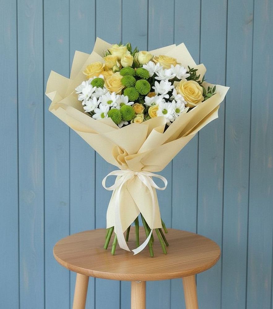 Букет цветов из: Хризантемы и Розы в Некрасовке Хабаровский край