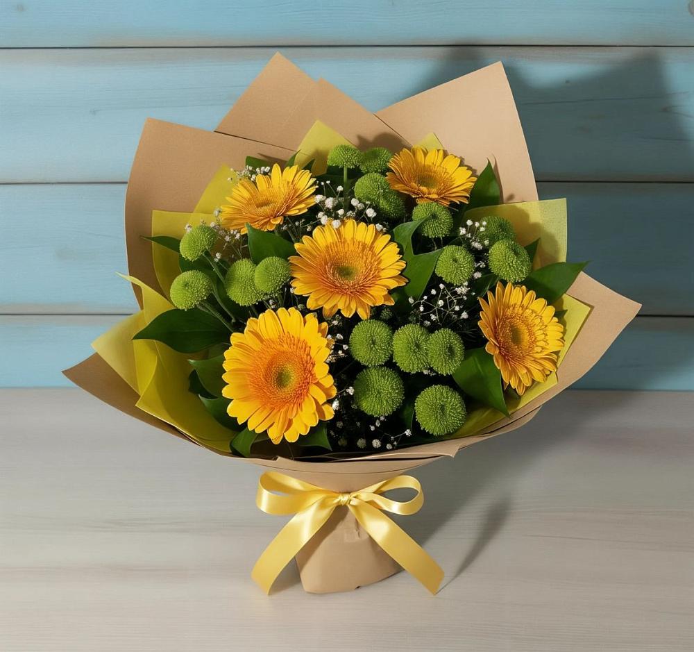 Букет цветов из: Герберы и Хризантемы в Некрасовке Хабаровский край