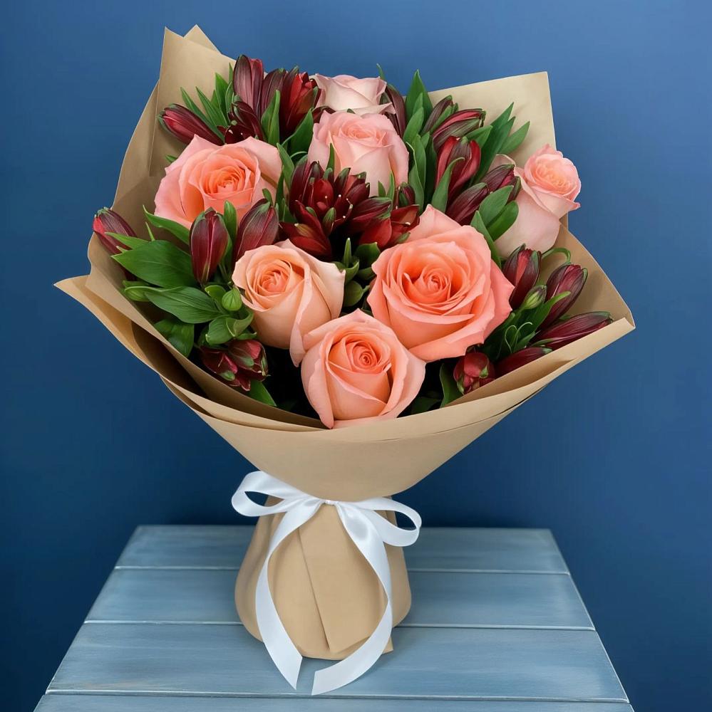 Букет цветов из: Розы и Альстромерии в Некрасовке Хабаровский край