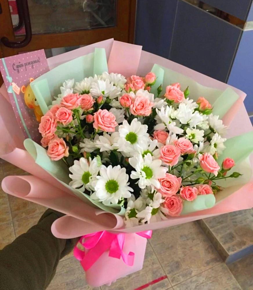 Букет цветов из: Розы и Хризантемы в Некрасовке Хабаровский край