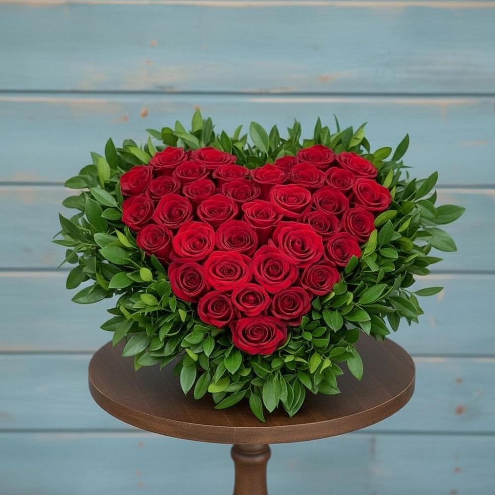 Цветочная композиция из Розы в виде сердца в Некрасовке Хабаровский край