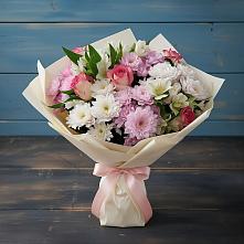 Букет цветов из:  Хризантемы, Альстромерии и Розы #REPLACE_PRED# Некрасовке Хабаровский край