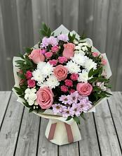Букет цветов из:  Альстромерии, Гвоздики, Розы и Хризантемы #REPLACE_PRED# Некрасовке Хабаровский край