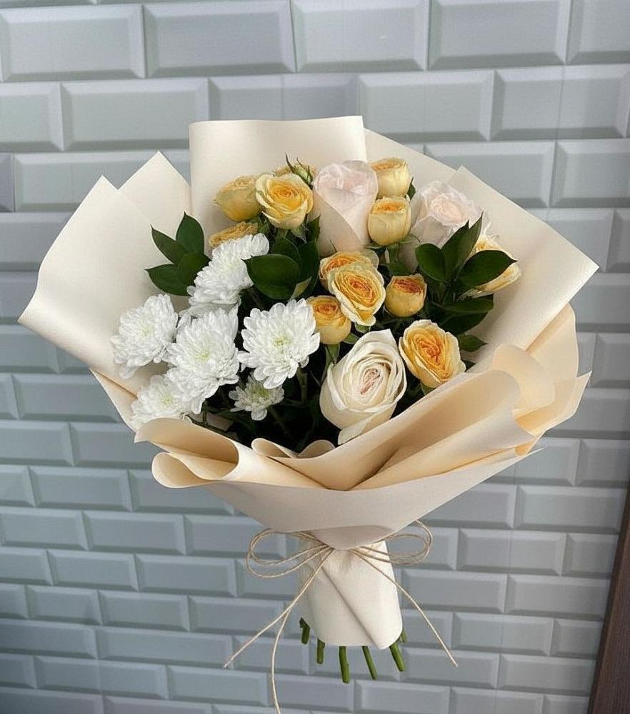 Букет цветов из: Розы и Хризантемы в Некрасовке Хабаровский край