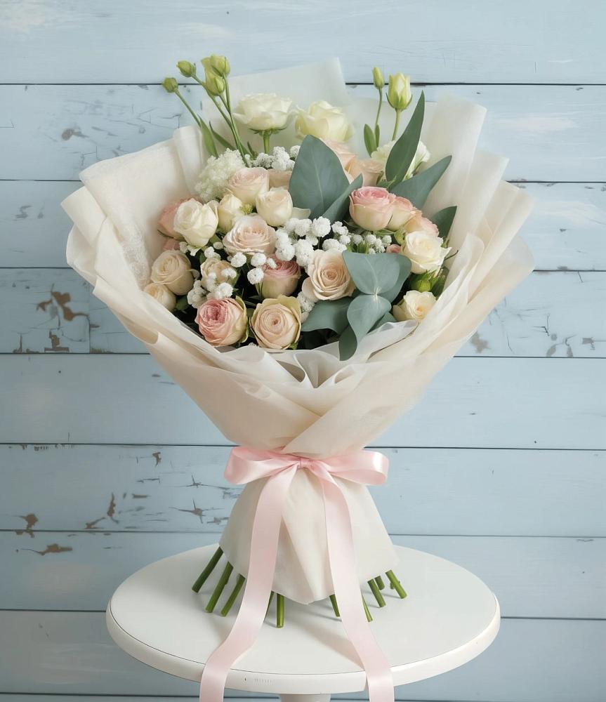 Букет цветов из: Розы и Лизиантусы в Некрасовке Хабаровский край