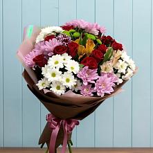 Букет цветов из:  Розы, Хризантемы и Альстромерии в Некрасовке Хабаровский край