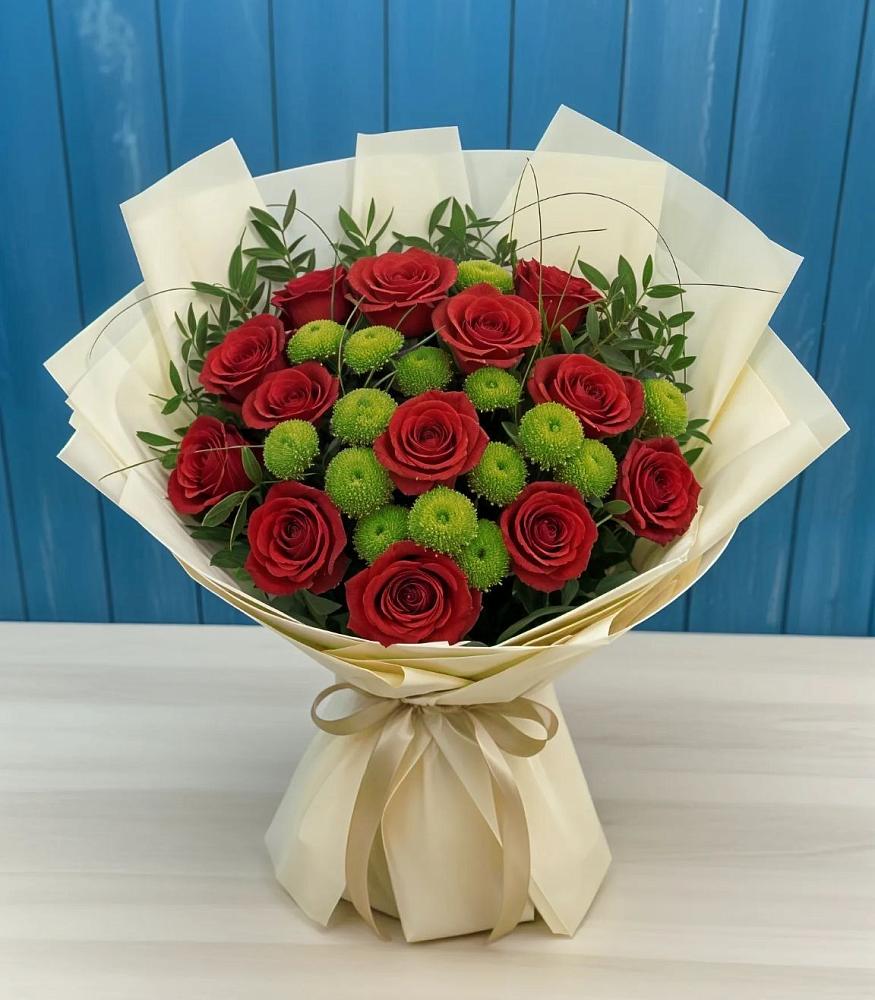 Букет цветов из: Розы и Хризантемы в Некрасовке Хабаровский край