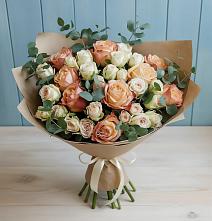 Букет цветов из:  Альстромерии и Розы в Некрасовке Хабаровский край
