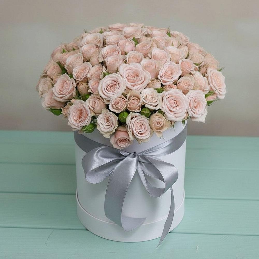 Цветочная композиция из Розы в шляпной коробке в Некрасовке Хабаровский край